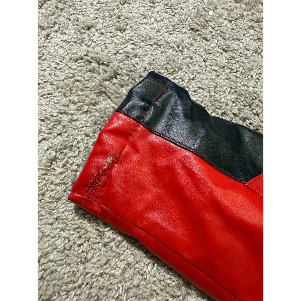 Buick Racing Jacket‎ Kids Red Black Moto Biker Faux Leather Patch Vintage S/M